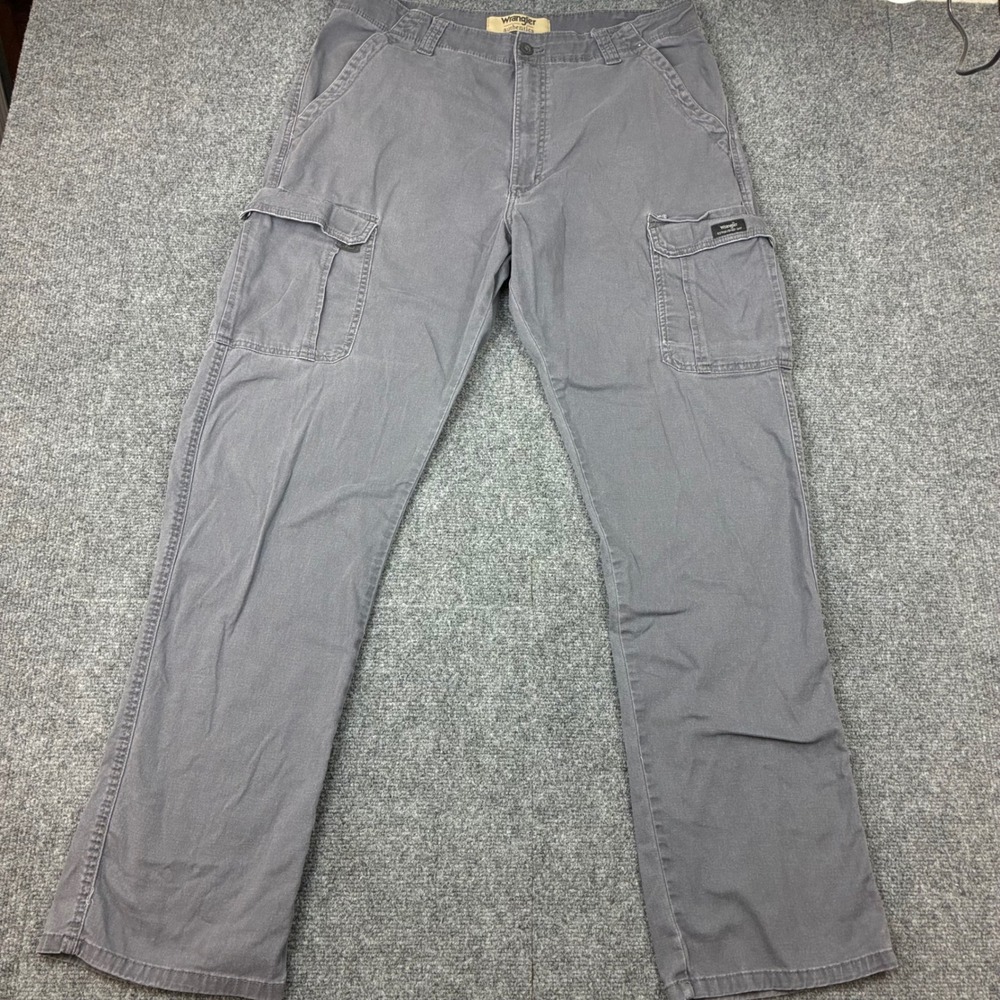 Wrangler Authentics Mens Size W36 36x34 Gray Cargo Pants